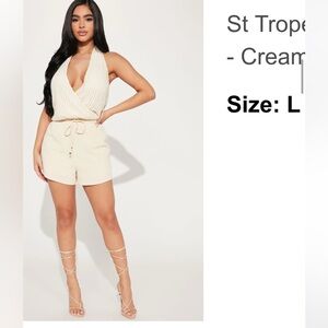 Cream fashion nova romper